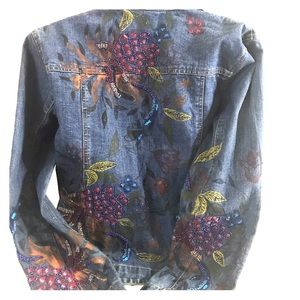 Chico’s Jean Jacket Bead Embroidered Medium